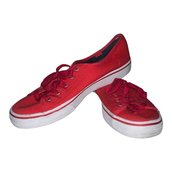 KEDS Sneaker Womens Size 10 Lace Up Casual Low Top Red Fabric streetwear hipster - Picture 1 of 10